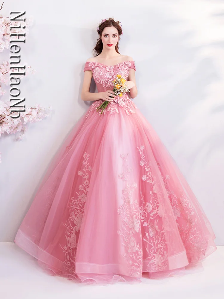 Quinceanera Dresses Sweet Party Prom Dress Luxury Off Shoulder Ball Gown 16 Colors Vestidos Plus Size