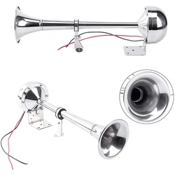 12V Polished Stainless Steel Single Trumpet Horn Low Tone for Marine Boat Truck Lorry Caravan RV New