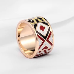 R&X Foreign Trade Exports Europe Fashion Chain Scarves Buckle Stainless Steel Ring Enamel Jewelry Wholesale