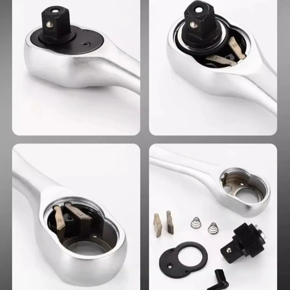 24/72 Tooth Quick Ratchet Wrench 1/2 1/4 3/8 3 Size Flying Wrenches Two-way Socket Wrench Repair Tools for For Vehicle Bicycle