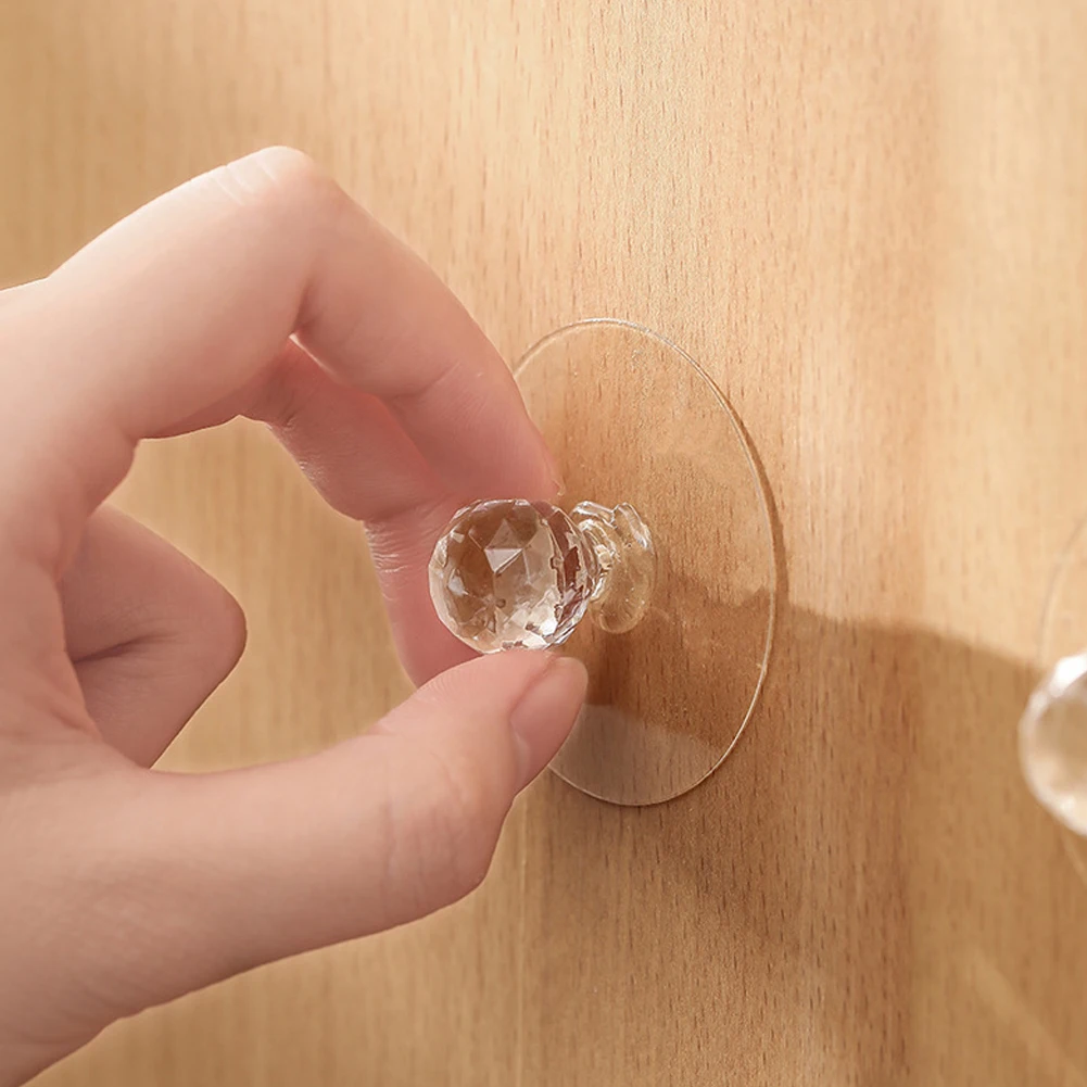 

Self Adhesive Handles No Drilling Transparent Crystals Furniture Knobs For Sideboards