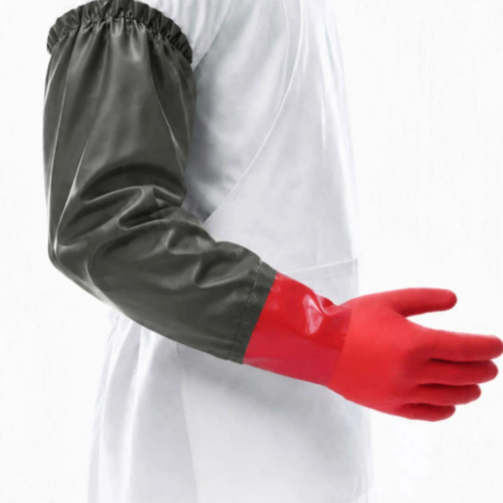 Extended Industrial Safeguarding Gloves Lined Long-Cuff PVC Gloves with Fleece Sporty Long-Lasting for Aquatic Handlers
