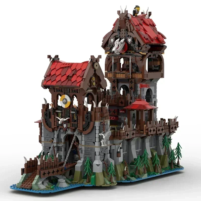 Moc قوالب بناء القلعة نموذج برج Wolfpack وتكنولوجيا سفينة القرون الوسطى وحدات كتل هدايا عيد الميلاد اللعب لتقوم بها بنفسك مجموعات الجمعية