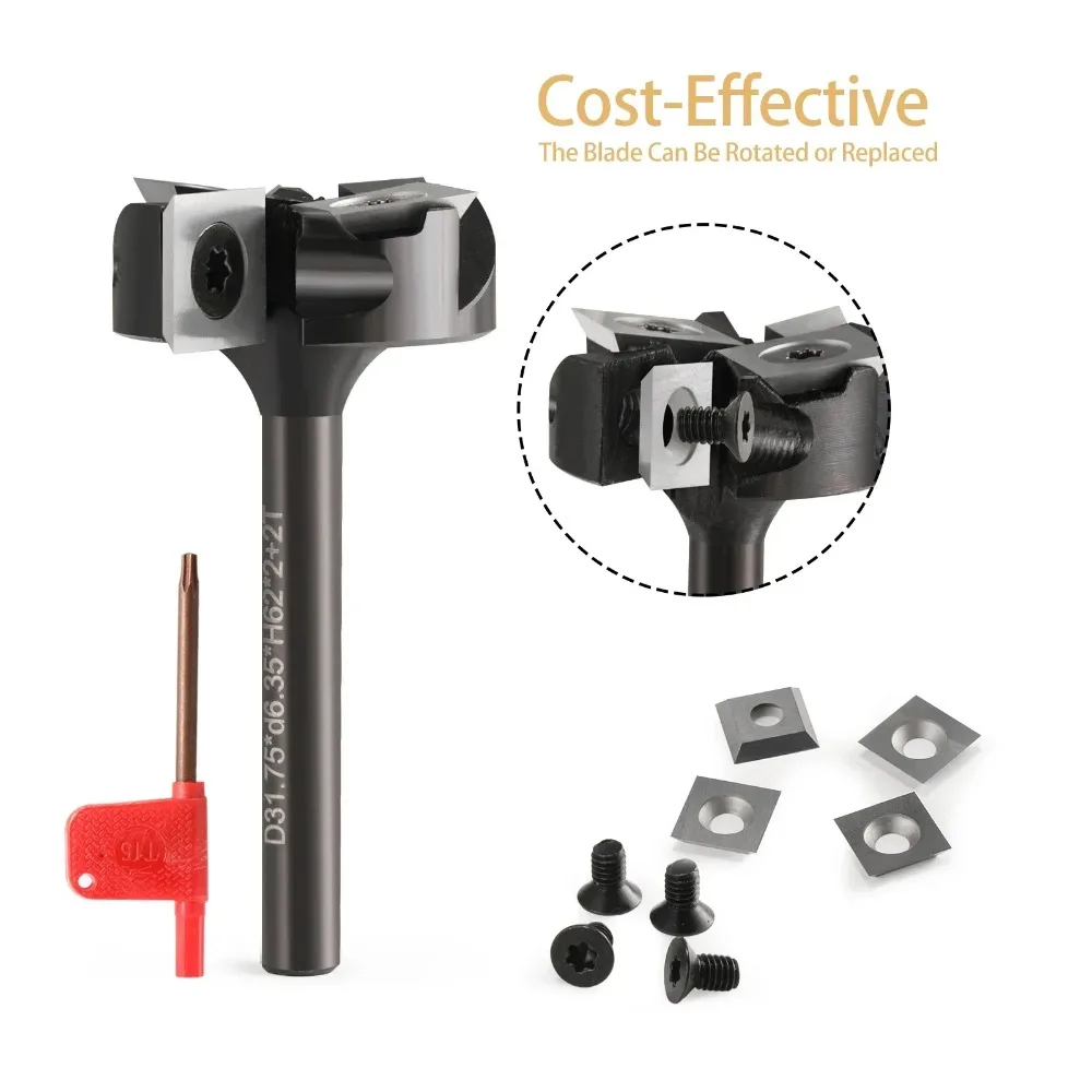 

6mm 6.35mm 8mm 12mm 12.7mm Insert Spoilboard Surfacing Bit Carbide CNC Router Bit Wood Planing Milling Cutter