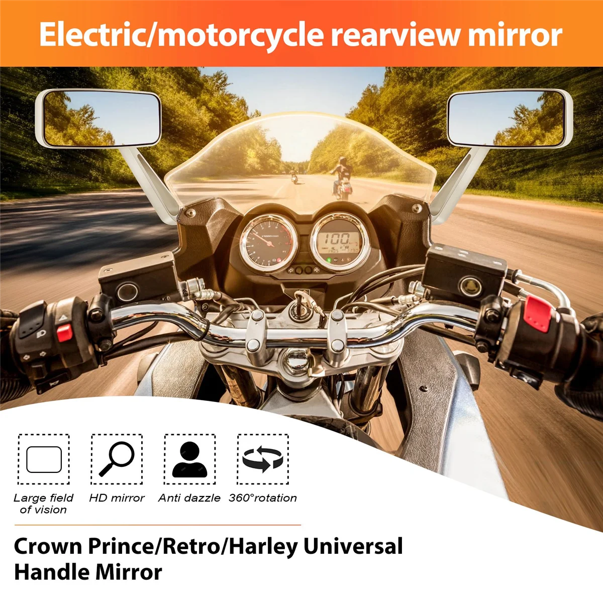 مرايا الرؤية الخلفية للدراجات النارية من الكروم ، هوندا ، سوزوكي ، 8 * ، 10 *