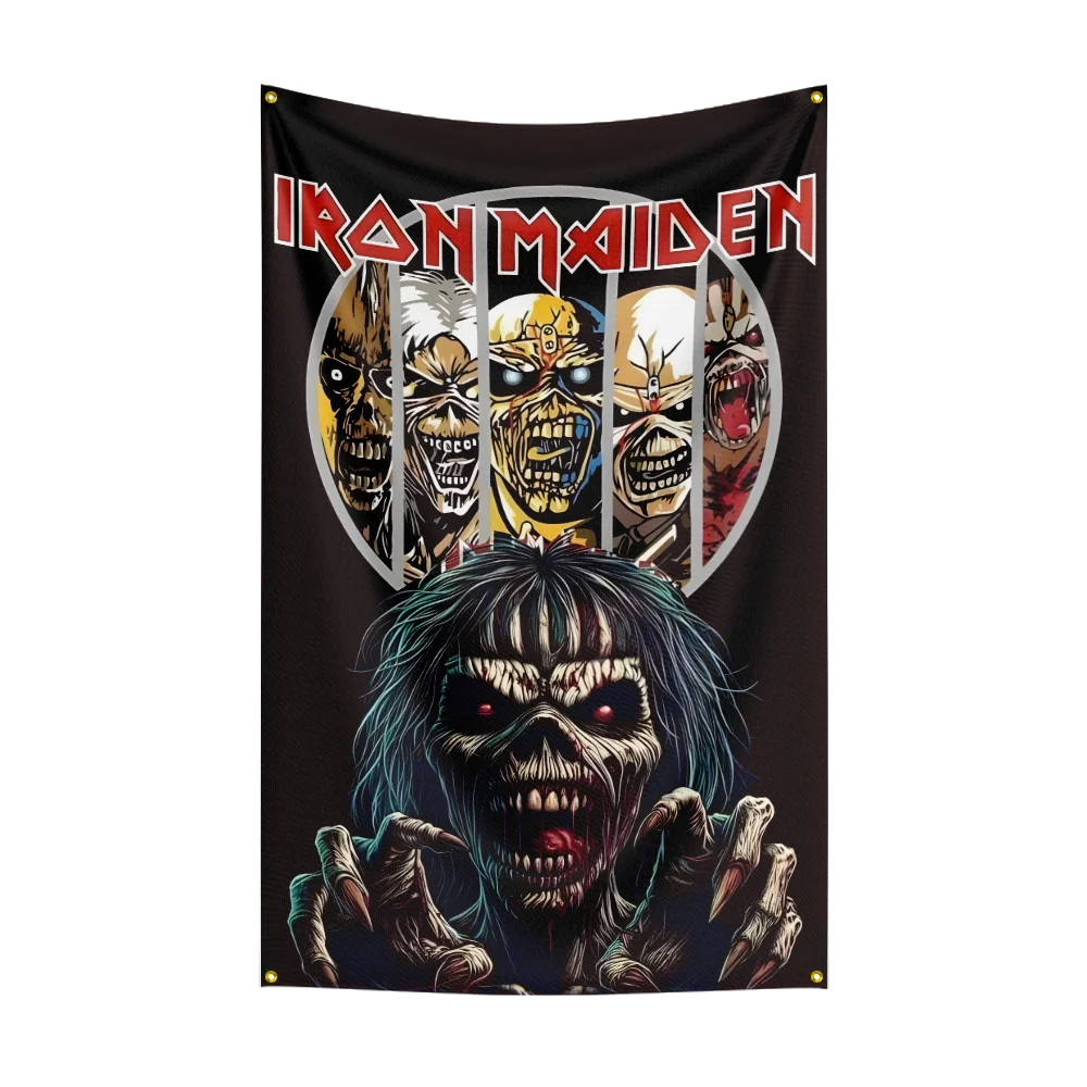 3x5 Ft I-Iron Maidens Heavy Rock Band Flag Polyester Digital Printing Banner for Bedroom Wall Art Out Door Tapestry Decoration