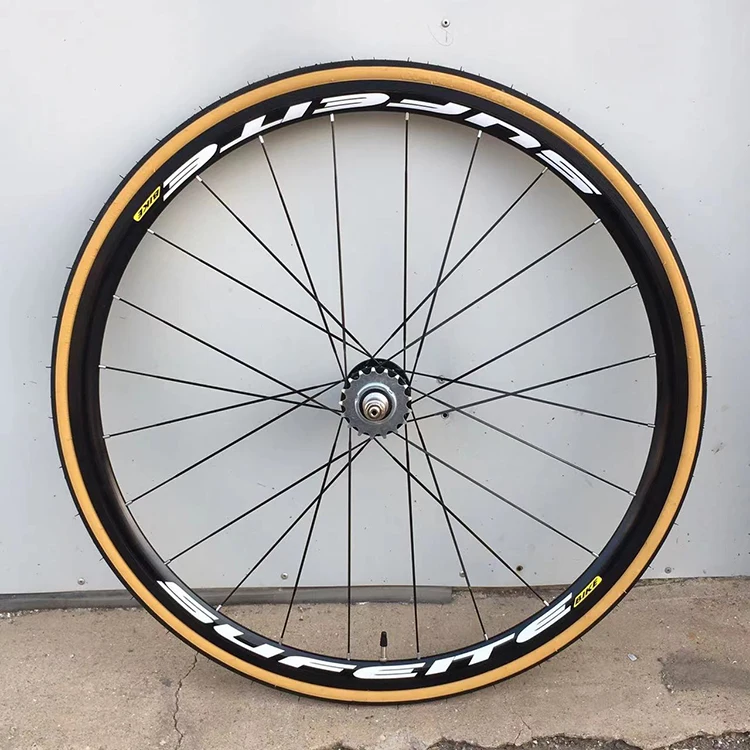 SUFEITE Flat Spoke Broken Wind Fixie Wheelset 700C Single Speed Racing Wheel 30mm Rim Front 20H ,Rear 24Hole With Brake Edge