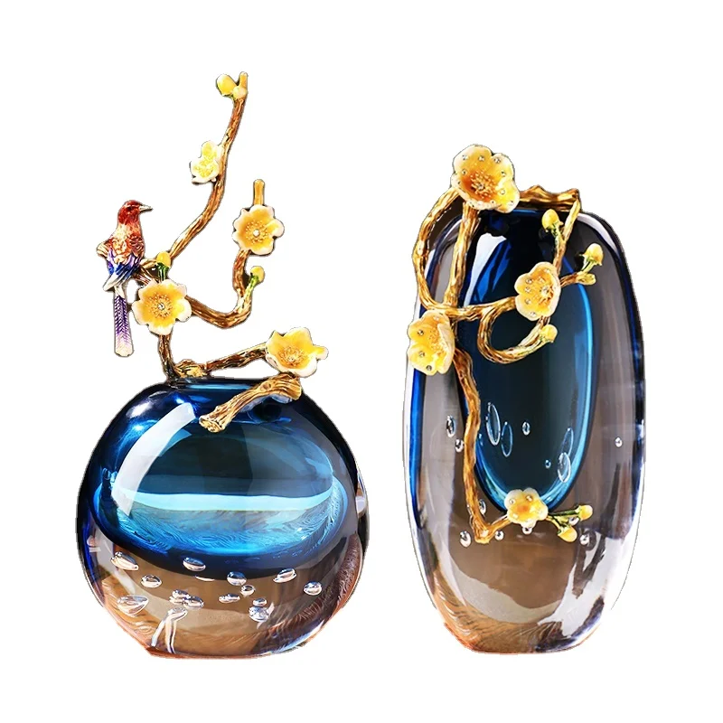 

Hand make Home furnishing glazed vase glass ornaments hotel and crystal vases