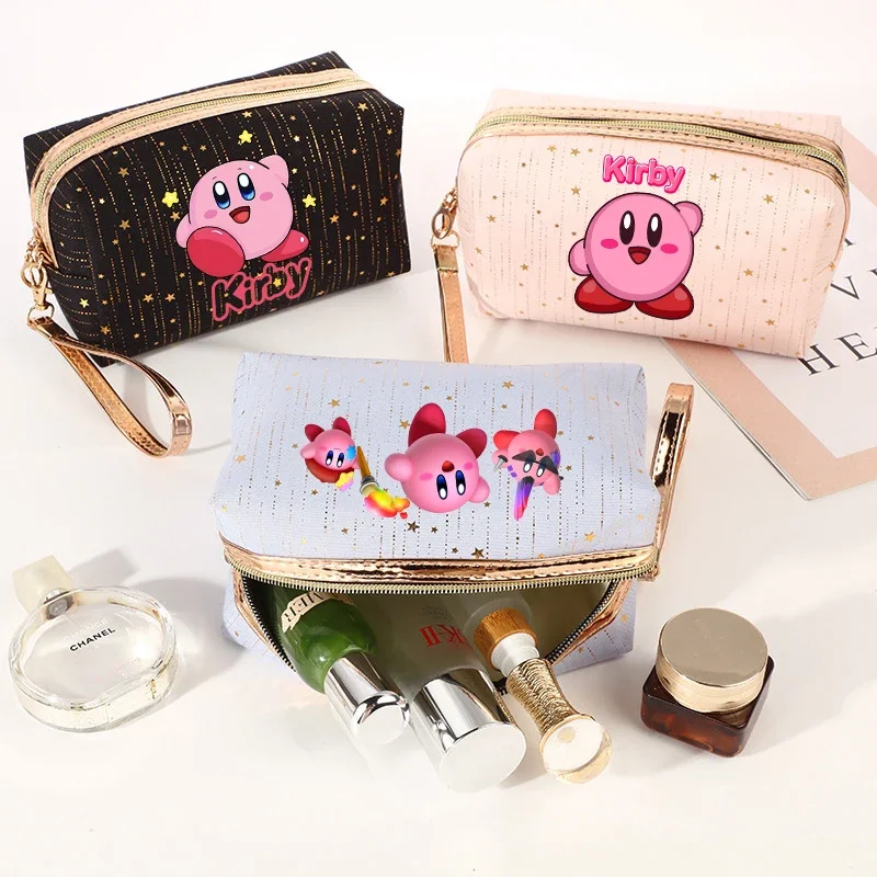 Star Kirby Cosmetic Bag Girl Cute Sweet Cartoon Makeup Bag Large Capacity Portable Fashion Travel Storage Bag Anime Handbag Gift