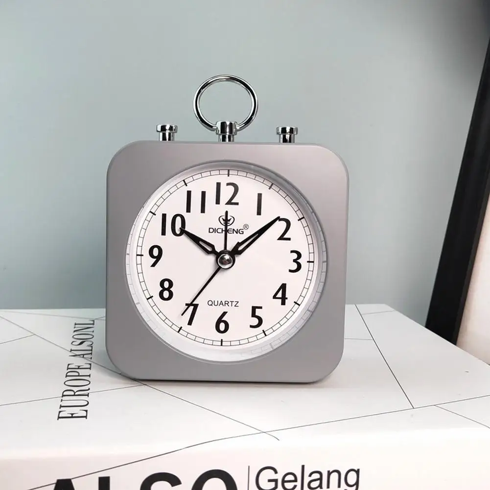 Square Silent Alarm Clock Quartz Movement Green/Blue/Black/Grey ABS Plastic Housing For Desk Office Bedroom Home Decorations