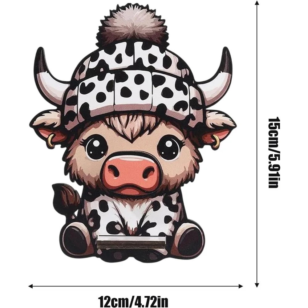 Wooden Animal Glasses Holder Cute Highland Cattle Eyeglass Display Stand Rack Home Office Desktop Decoration Gift for Kid
