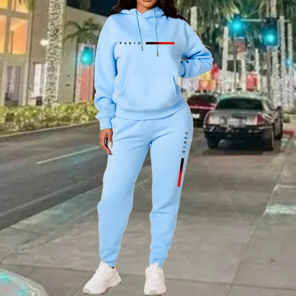 New Women's Sets Hoodie and Pants PARIS Letter Print High Quality Sports Suit Spring Autumn Aesthetic Activewear Women Clothing view 3