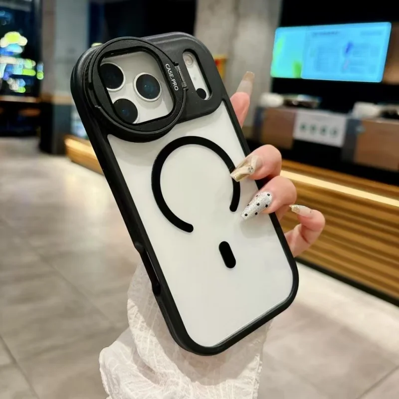 Capa de carregamento magnético sem fio minimalista, cor sólida, para iphone 17 pro max 16 15 14 13 12 11 plus air, capa de lente com buraco grande