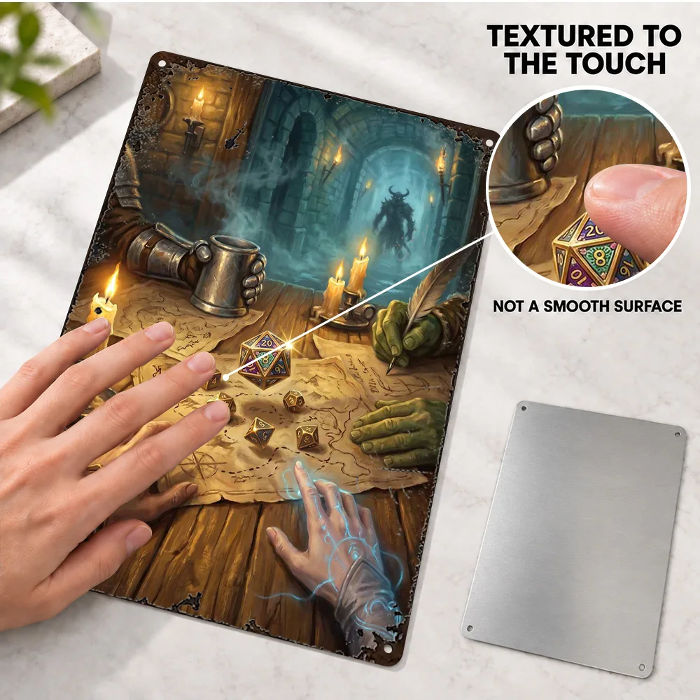 Dungeons And Dragons Tabletop Printed Poster Customized Aluminum Metal Sign Digital Illustration Wall Art For Bedroom Gamer Gift