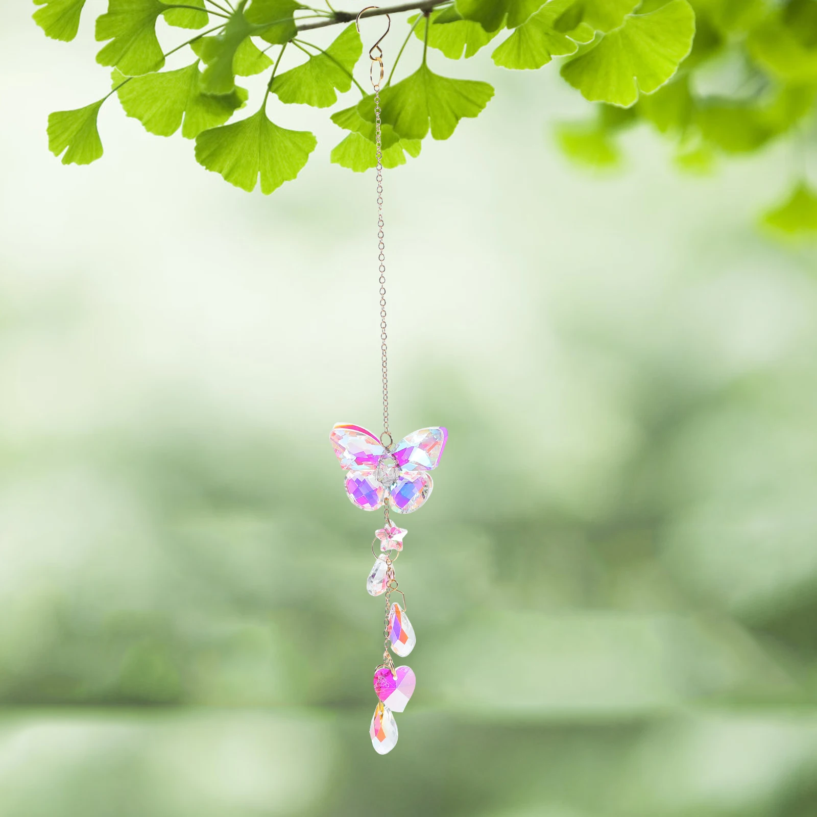 

Butterfly Crystal Suncatcher Wind Chime Colorful Prism Ornament Hanging Window Decor Outdoor Garden Patio Hanger Sun Catcher