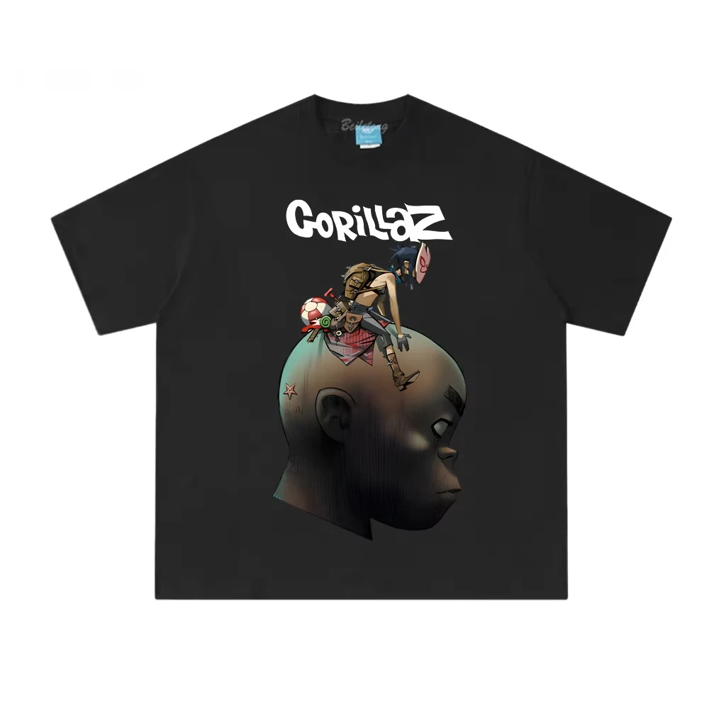 Plastic Beach T-Shirt 2026 New Gorillaz Men T-Shirts Cotton High Quality Same As Official WebsiteTee-shirt Vintage Short Sleeves