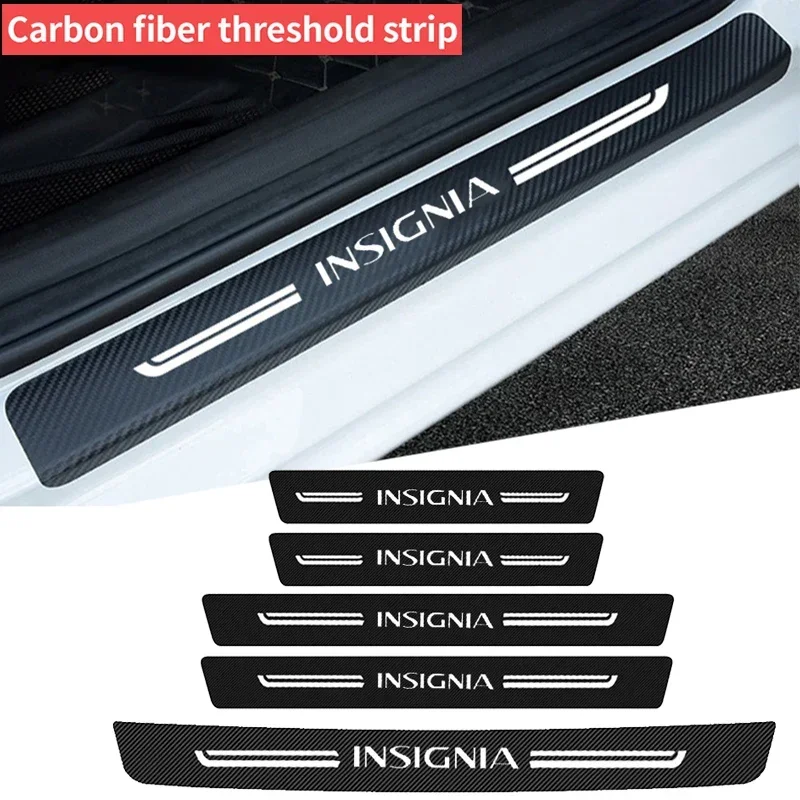 Carbon Fiber Car Threshold Plate for Opel Insignia Logo 2023 Trunk Door Sill Protector Sticker Bumper Strips Scratch Guard Tape