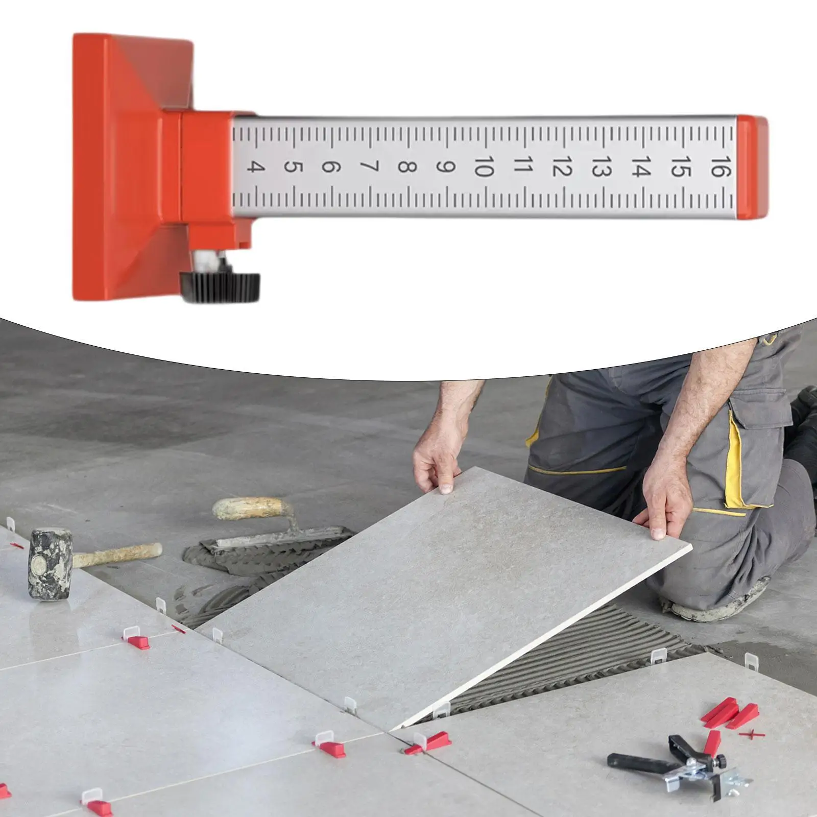 Equal Height Ruler for Tile Flooring Aluminum Alloy Marking Instrument Double Scale Measuring Tool for Renovation and Building