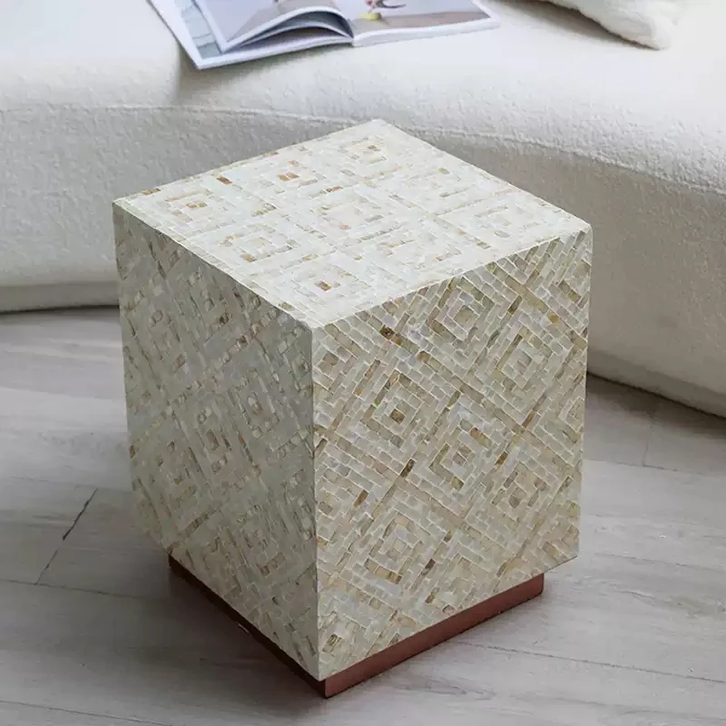 #French Luxury Small Coffee Table Creative Modern Design Shell Side Table For High-End Sofa Corner Balcony Bedside-Wooden
