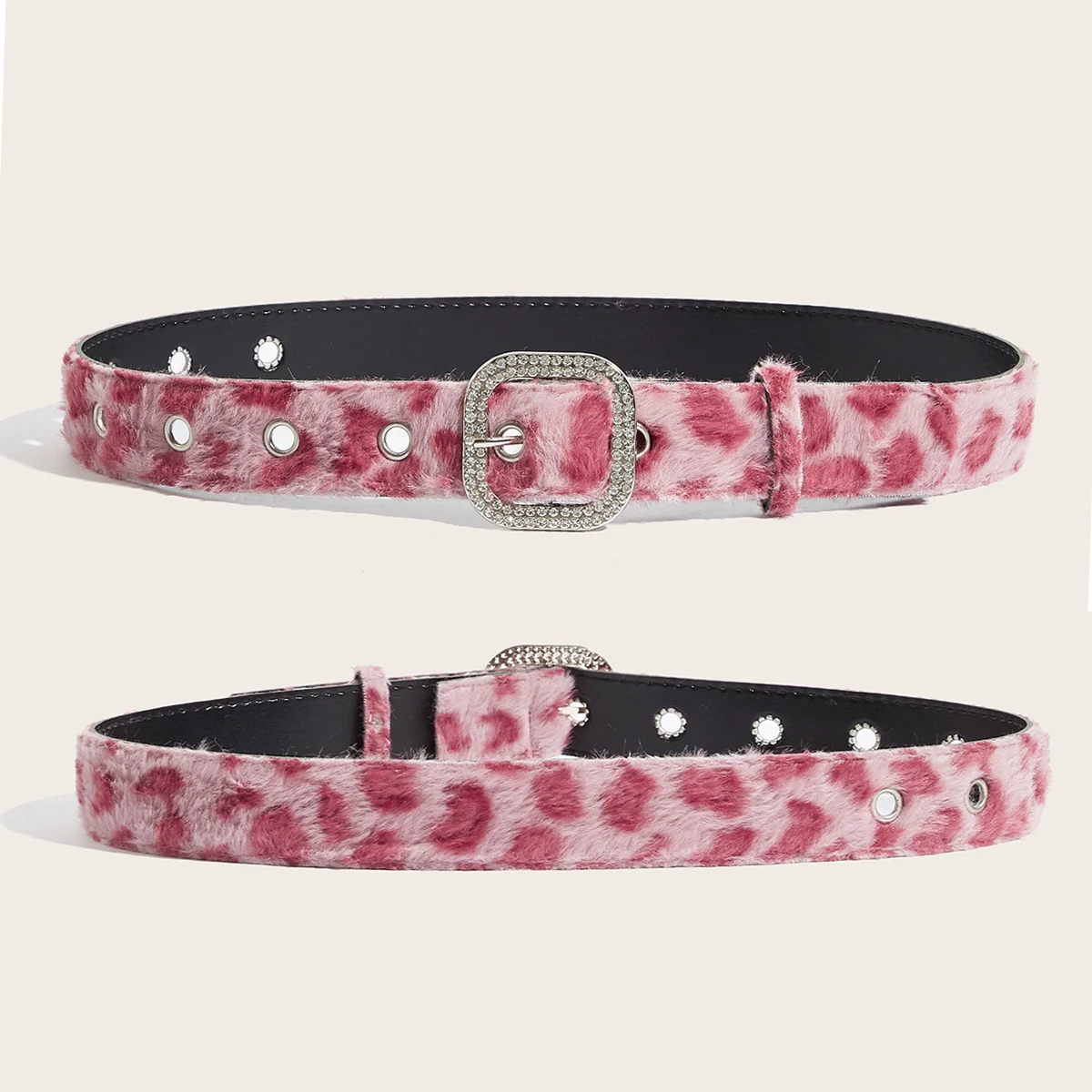 Gothic Y2K Frauen Gürtel Mode Künstliche Lebendige Tier Pelz Bund Damen Hip hop Punk Zubehör Rosa Jeans Bund winter – Detail 12