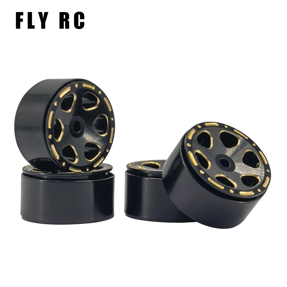 1/24 Axial SCX24 1.0 Black Brass 1:24 Beadlock Wheels Hub Rims for 90081 C10 1/18 TRX4m RC Crawler Car Upgrade Parts