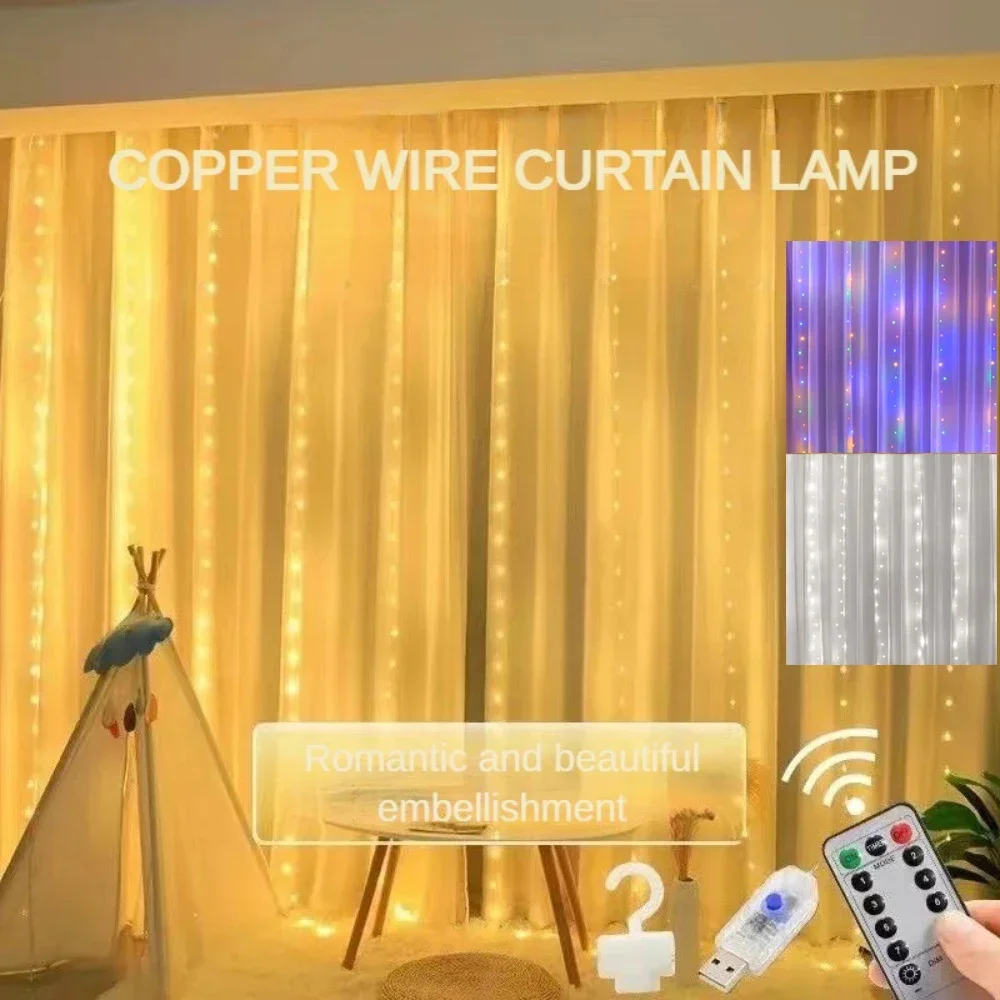 Cortina LED Fairy String Lights, Decoração de Natal, Iluminação de Natal, Presente Home, Quarto, Ano Novo, Festival, 3x3m, 2024, 2023