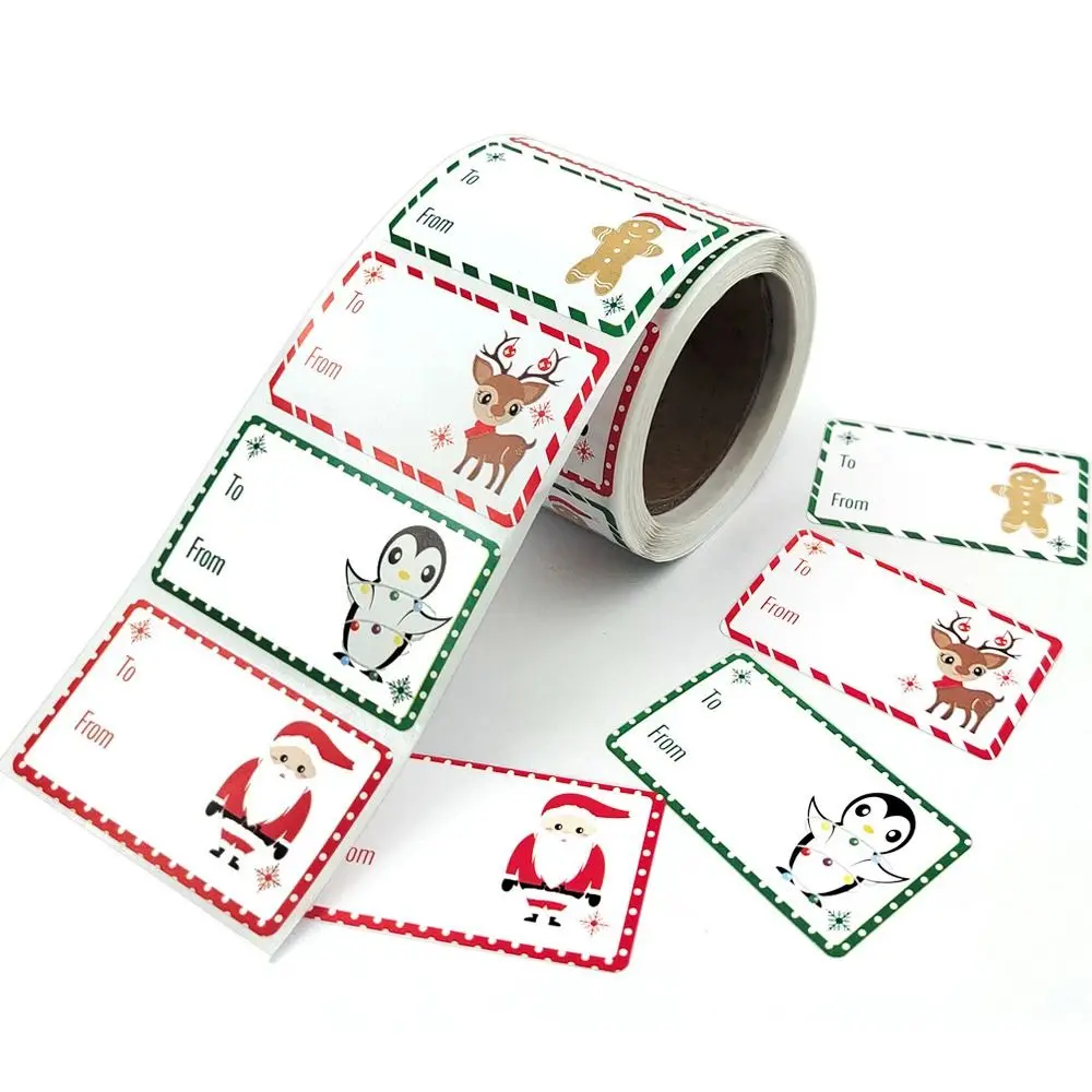 250 Pcs Self Adhesive Christmas Tags Stickers colorful Cute Christmas Name Labels Stickers Santa Claus Snowman Cartoon