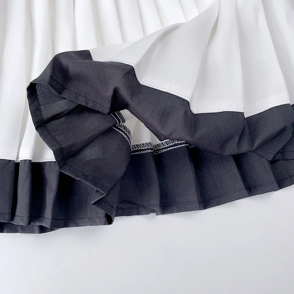 صيف جديد 3-7 سنوات الفتيات أزياء الزي قصيرة الأكمام واحدة الصدر أعلى مطوي تنورة 2 قطعة مجموعة الأطفال ملابس كاجوال #5