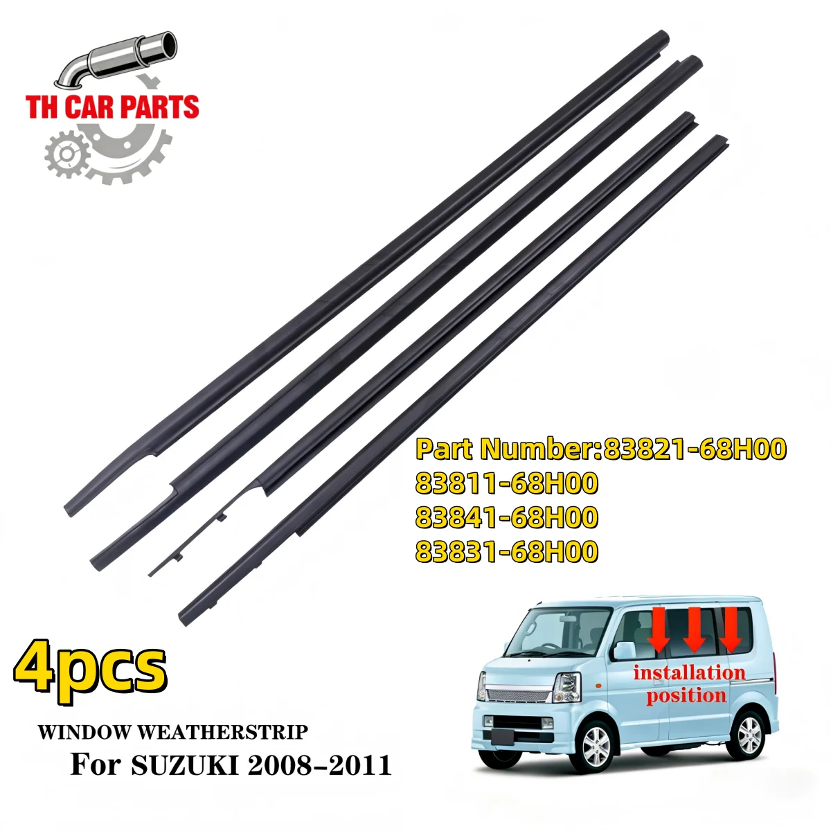 

Car Window Weatherstrip For 08-11 Suzuki Carry/every Window Moulding Trim 83821-68H00 83811-68H00 83841-68H00 83831-68H00
