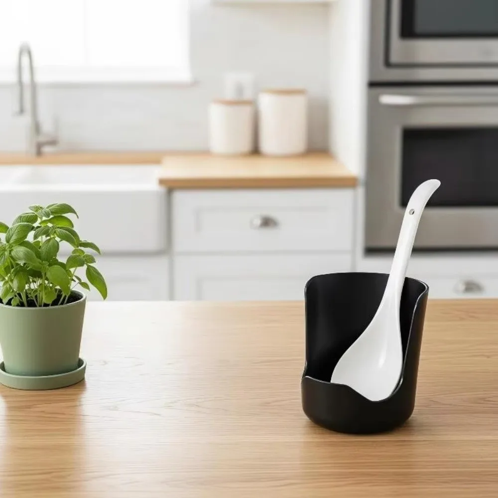 Non-Slip Pot Lid Holder Integrated Notches Stable Base Kitchen Utensil Holder Heat Resistant Spatula Holder Stovetop Side