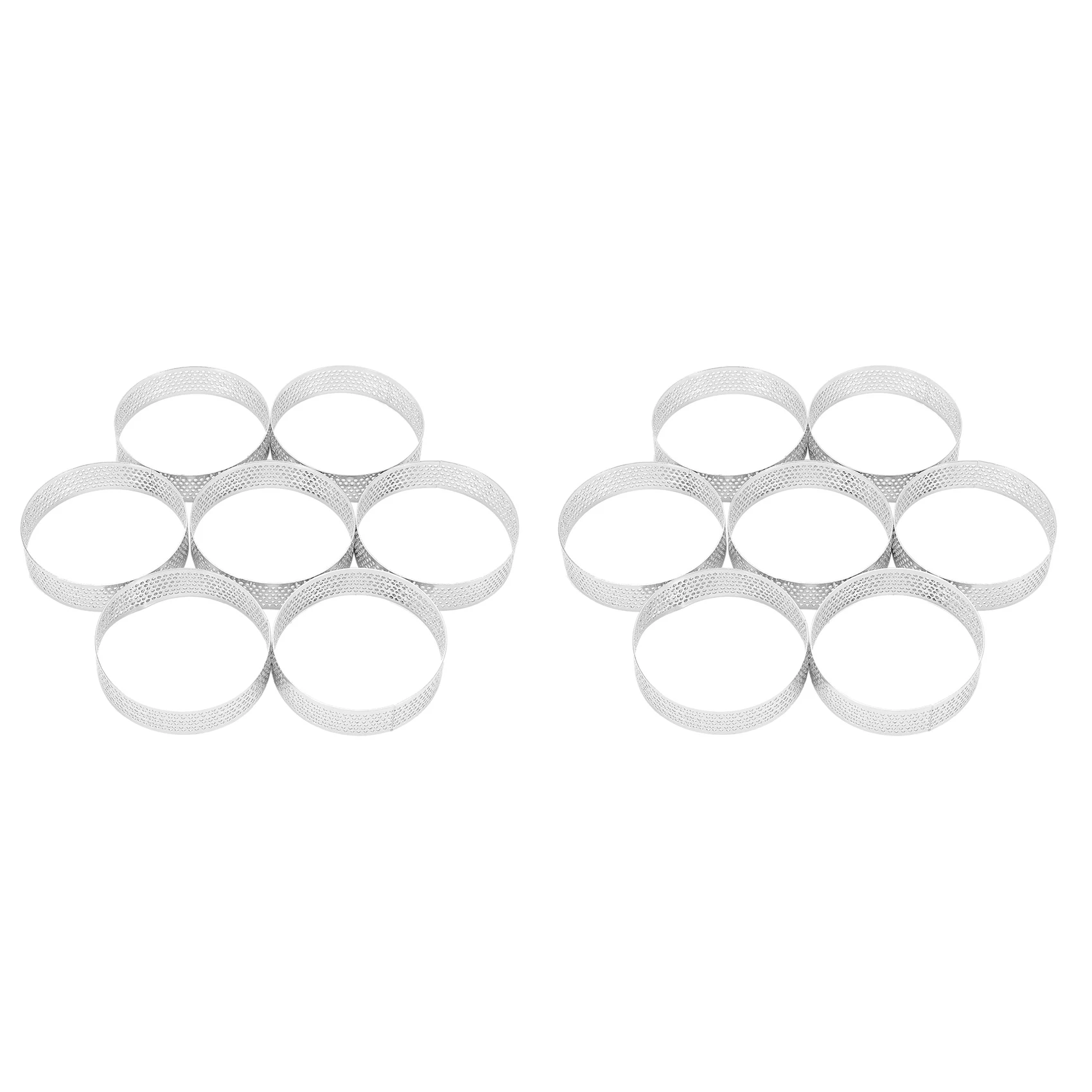 10 Pcs Circular Porous Tart Ring Bottom Tower Pie Cake Mould Baking Tools Heat-Resistant Perforated Mousse Ring, 8Cm-AT64
