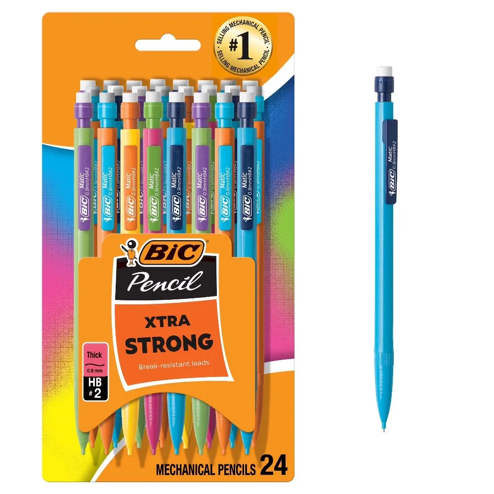 Extra Strong Mechanical Pencils 0.9 mm HB 2 Lead for School Office Writing Supplies 24 Pack Bulk Set