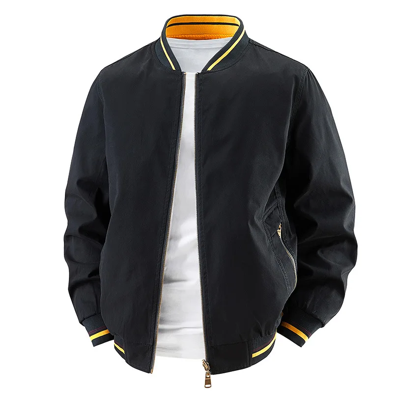 New Spring Men 100% Cotton Reversible Business Jackets Quality Male Baseball Collar Casual Jackets Coats Man Slim Fit Coats 5XL