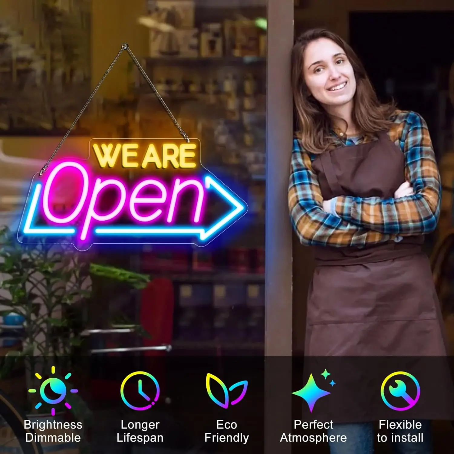 We Are Open Neon Sign LED Neon Light USB Power Wall Decor for Shops Bars Restaurants Shops Party Store Gift for Friend
