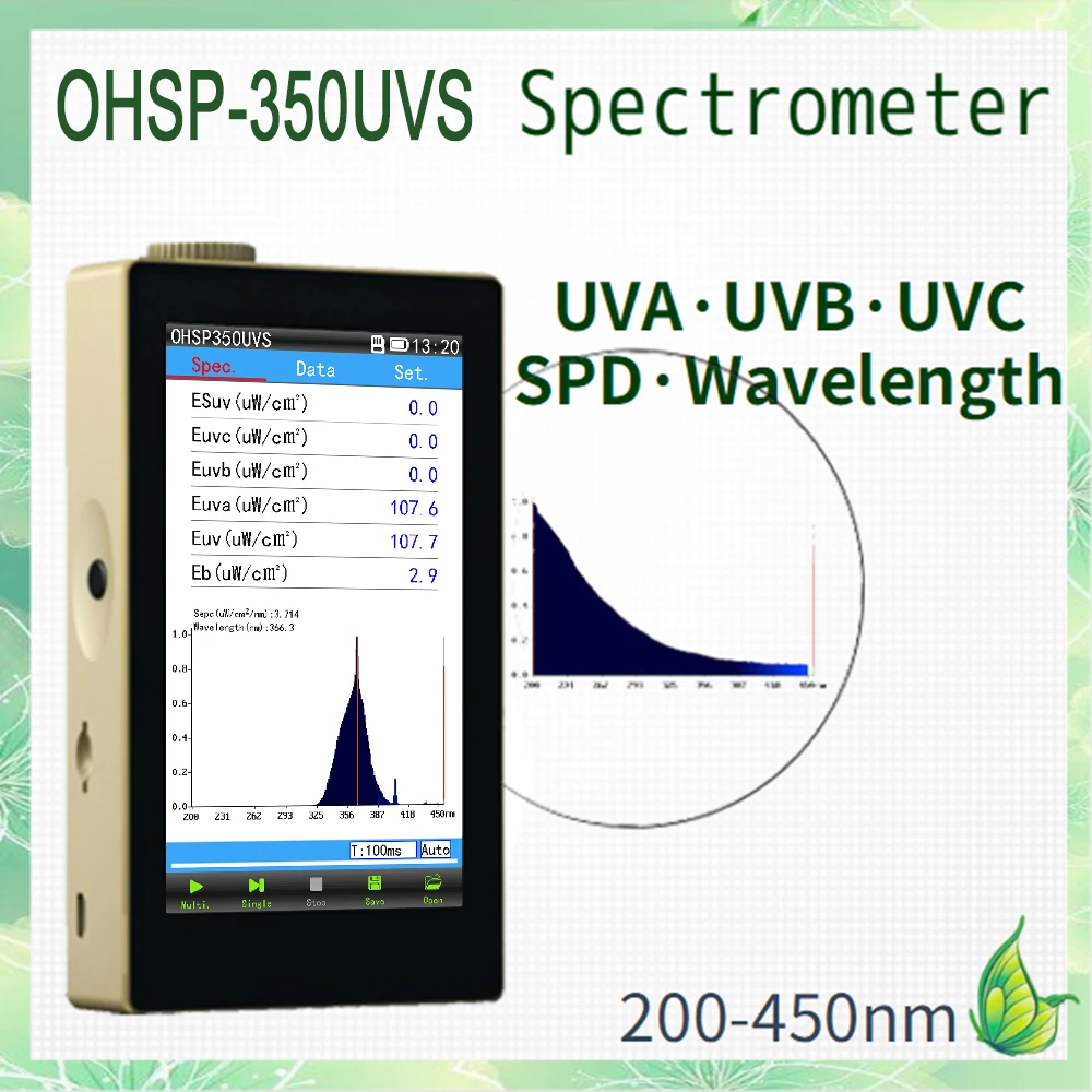 

UVA UVB UVC METER 200-450NM SPECTROMETER HIGH PRECISION 0.3NM WAELENGTH OHSP-350UVS