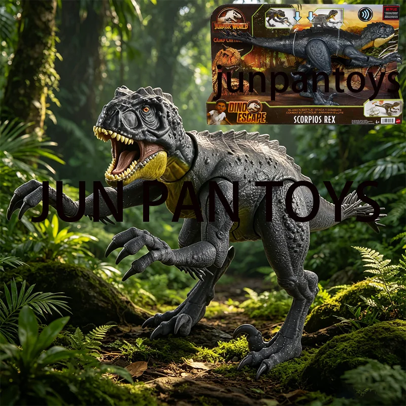 Jurassic World Camp Cretáceo Escorpios Rex Dino Escape Slash N Batalha Stinger Dino Figura de som de ação Meninos Brinquedos Presente de Natal
