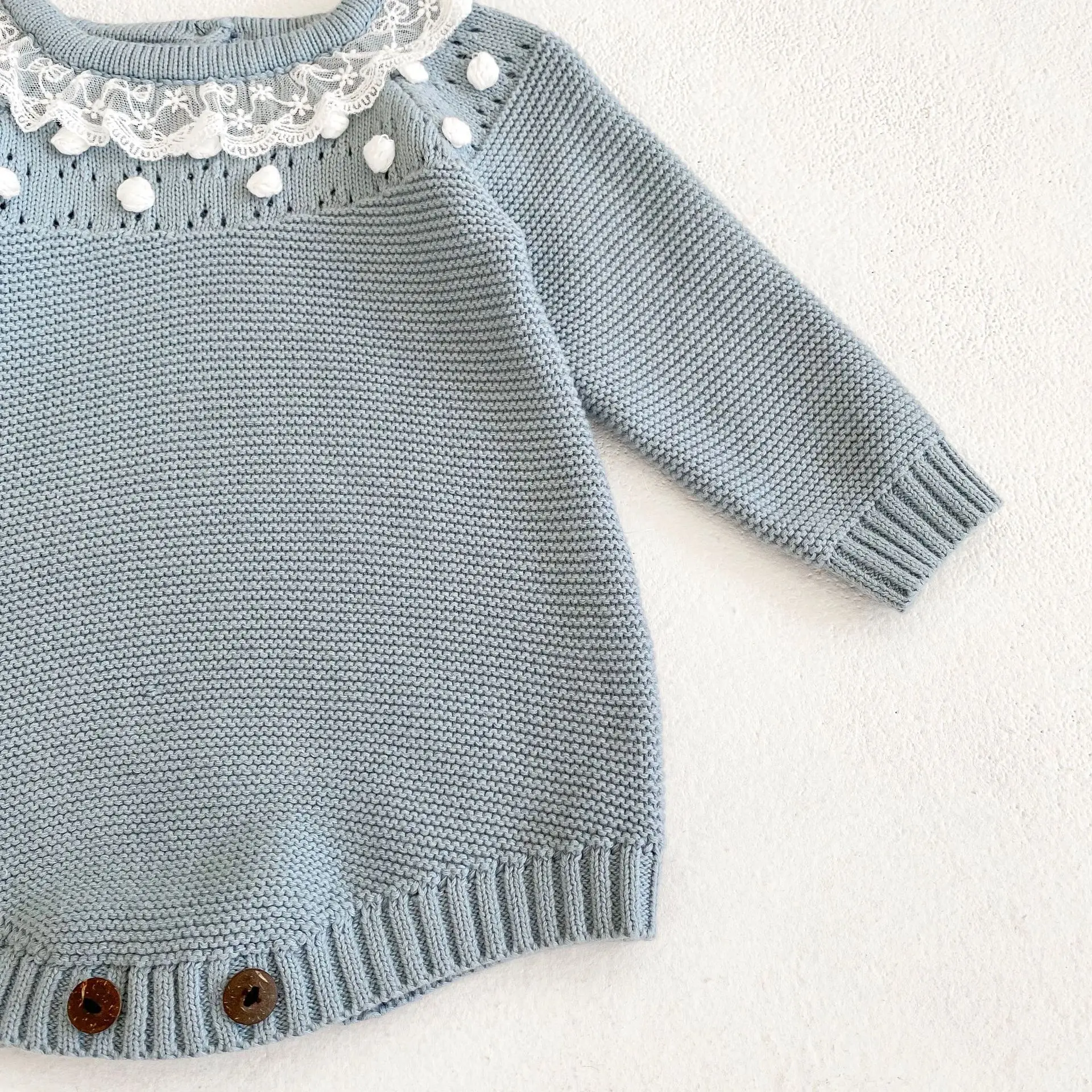 0-24M Baby Mädchen Strampler Stricken Neue Neugeborenen Spitze Warme Lange Hülse Overall Infant Prinzessin Party Strampler Kleinkind herbst Frühling Kleidung – Detail 17