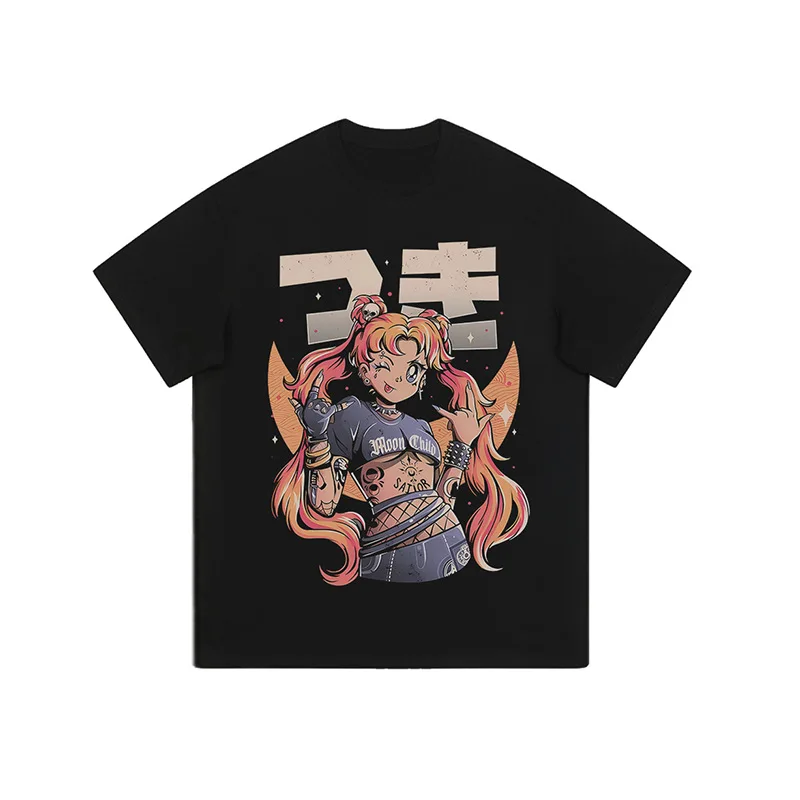 

Japanese Cartoon Anime T-shirt Printed Short Sleeved Men's Street Casual Tee Harajuku Anime Clothes
