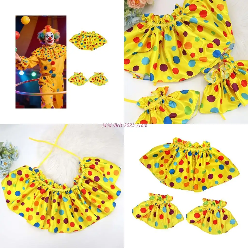 49ME Halloween Clown Costume Accessories Clown Outfit Clown Collar Clow Hand Sleeves