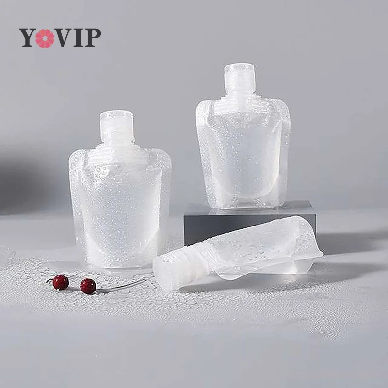 1PC Transparent Clamshell Packaging Bag Plastic Stand Up Spout Pouch Portable Travel Lotion Shampoo Fluid Makeup Packing Bag