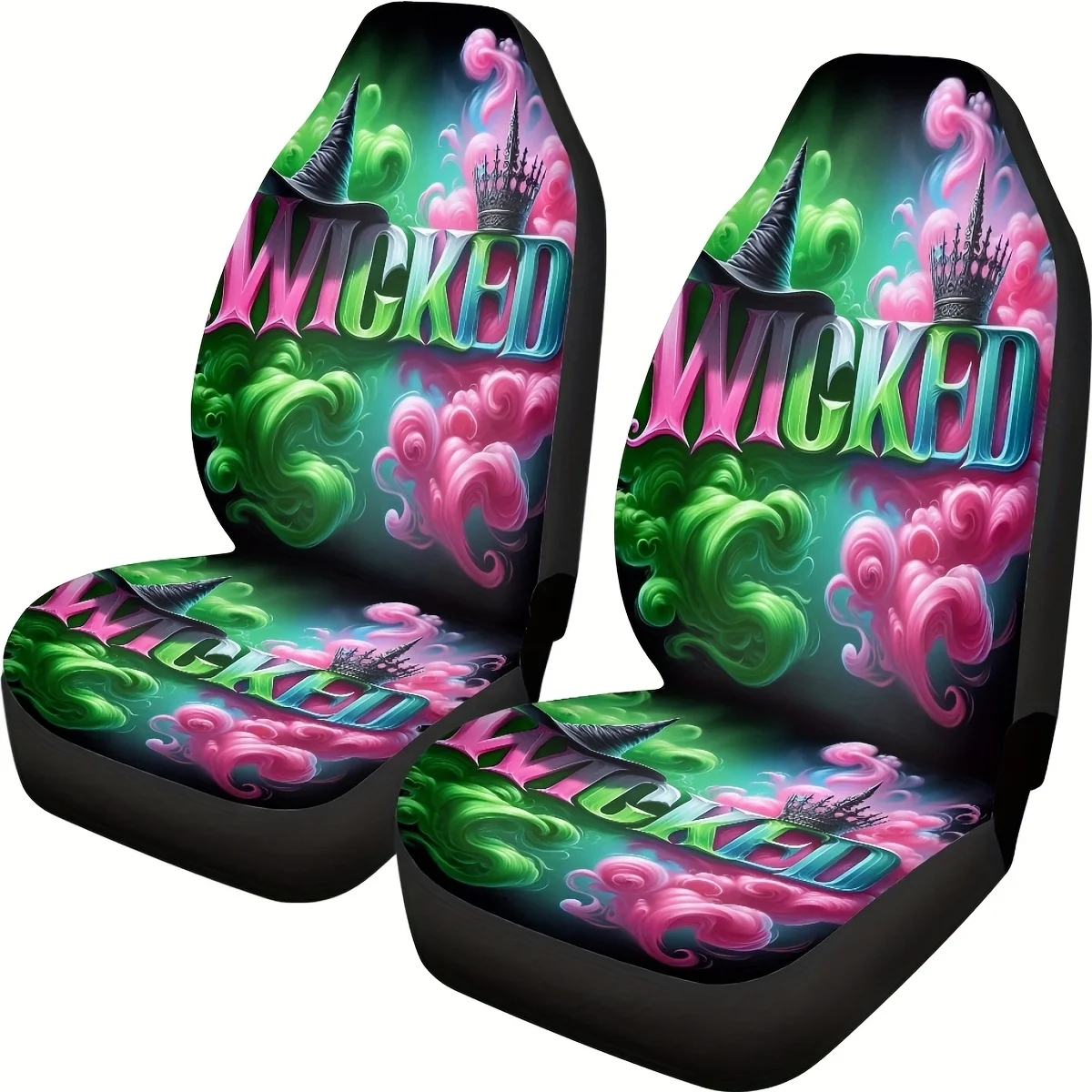 

2 шт. Чехлы на автомобильные сиденья Wicked Magic Print, для женщин и мужчин, универсальная защита передних сидений подходит для автомобиля, внедорожника, седана, Tr