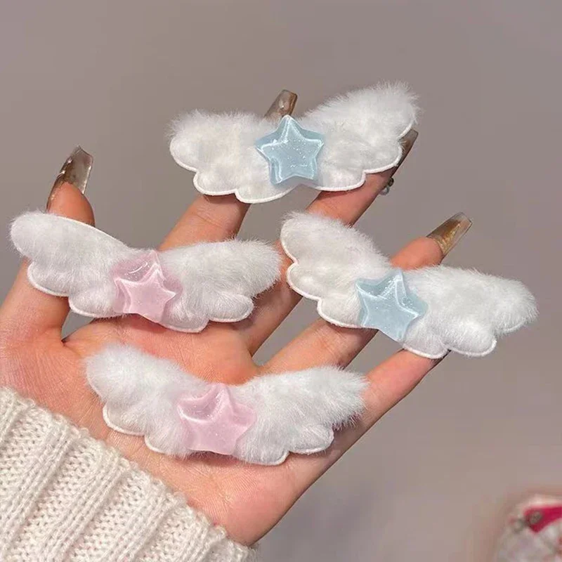 

New Plush Angel Wings Star Hair Clips for Women Sweet Cute Hairpin Barrette Hairgrip Girl Headdress Hair Accessories