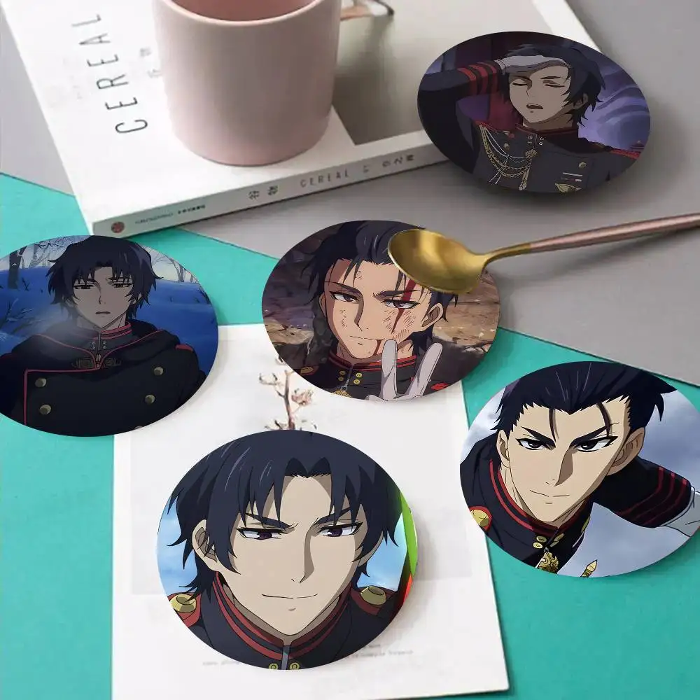 1pc Guren Ichinose Seraph Of The End Wooden Coaster Colour Printing Cup Mat Home Desk Decoration Gifts