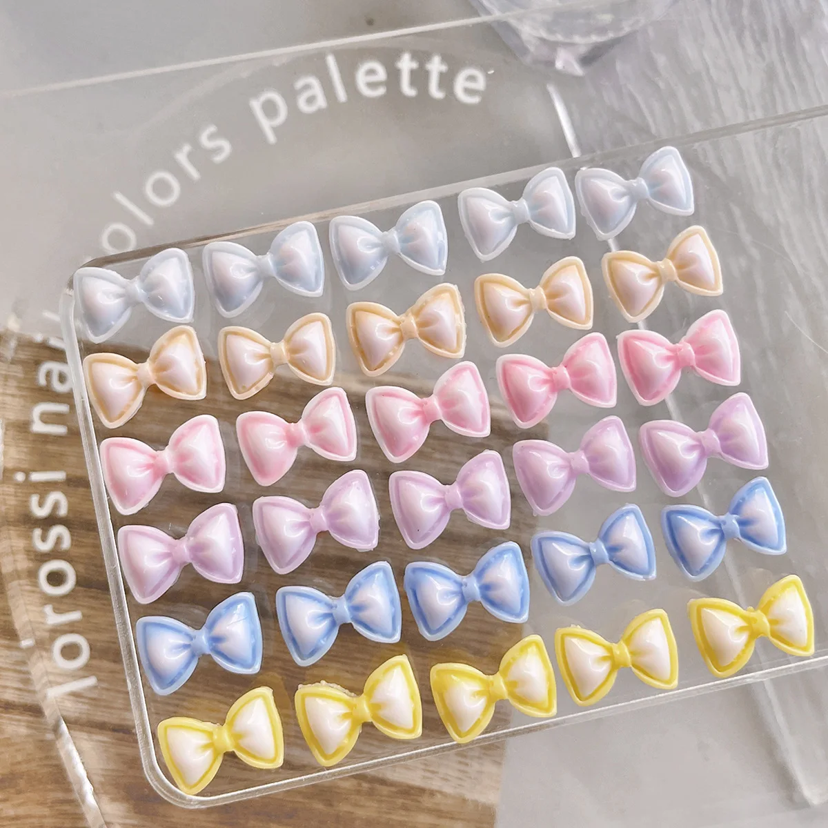 60PCS Bow Resin Nail Art Stickers Elegant Nail Rhinestone Manicure Colorful Fresh and adorable Accessories Supply