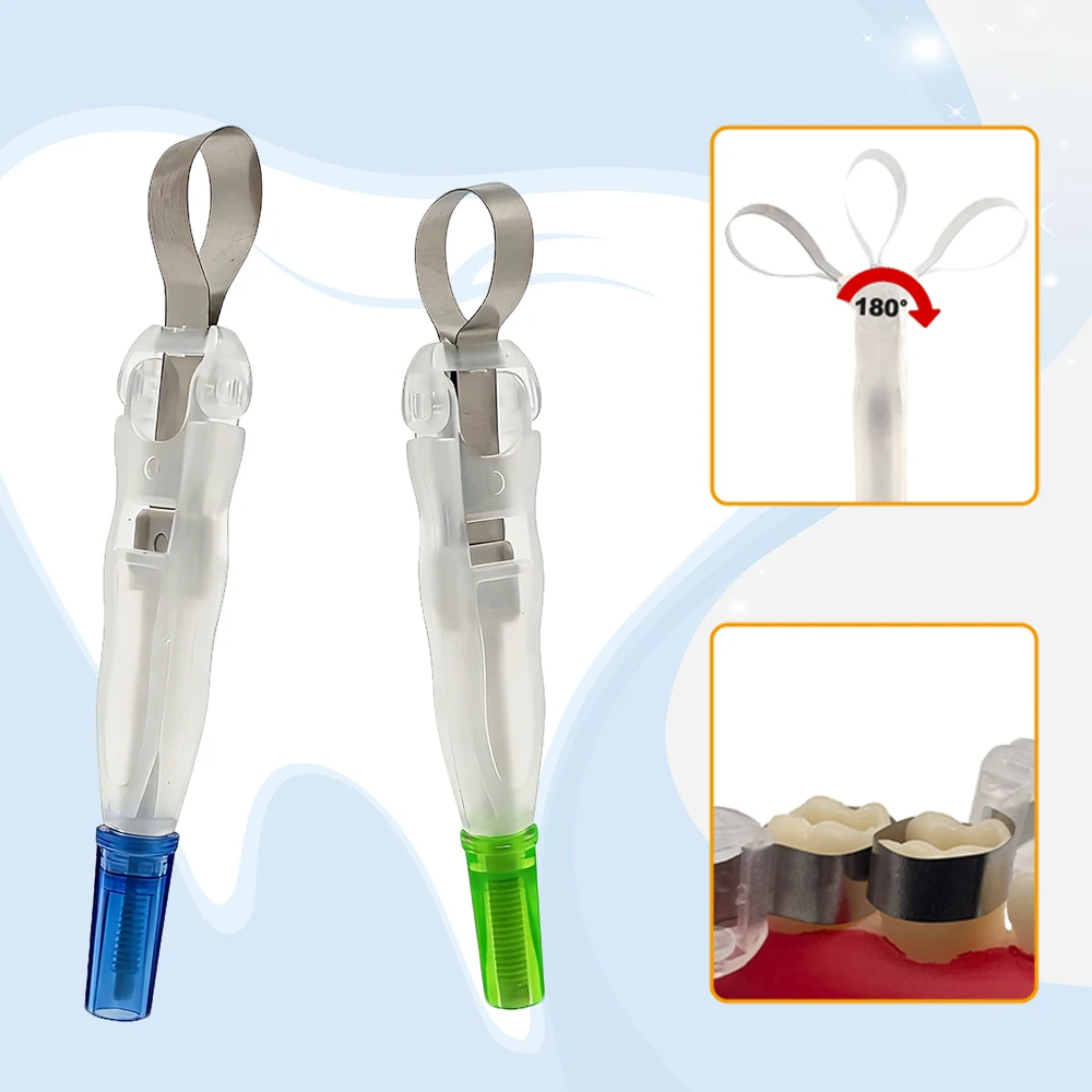 

Adjustable Dental Matrix Ring System with Standard and Curved Preformed Bands 4.5 mm and 6 mm Height for Class II Restorations