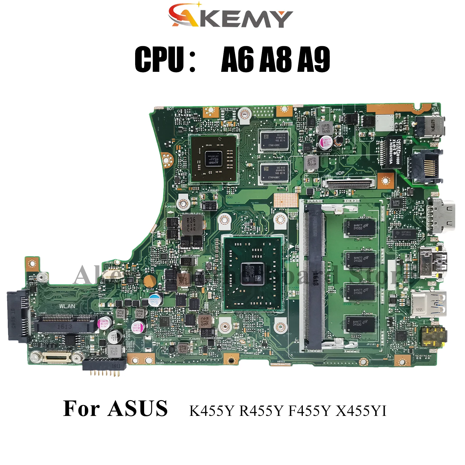 

X455YI Материнская плата для ноутбука ASUS VivoBook X455Y F455Y K455Y R454Y R455Y A455Y X455YI Материнская плата с процессором A6 A8 A9 OK stk