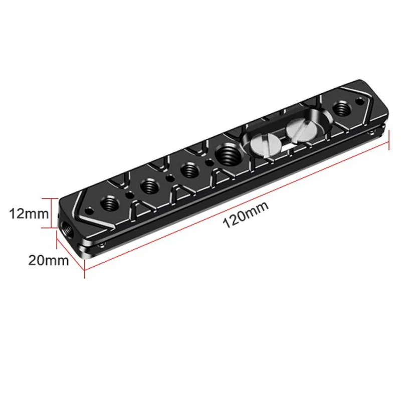 Camera Cage Quick Release Plate with 1/4 Inch and 3/8 Inch Screw Hole Extend 120mm NATO Rail Dovetail Groove Bracket