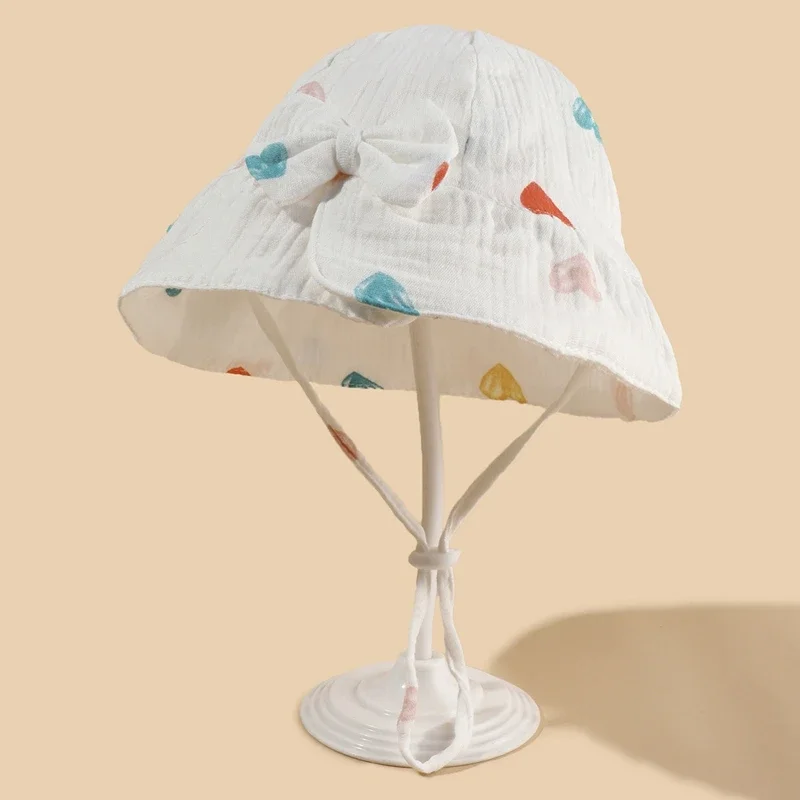 Sombrero de sol con lazo estampado para niños y niñas, sombrero de pescador de ala ancha, adecuado para jugar al aire libre