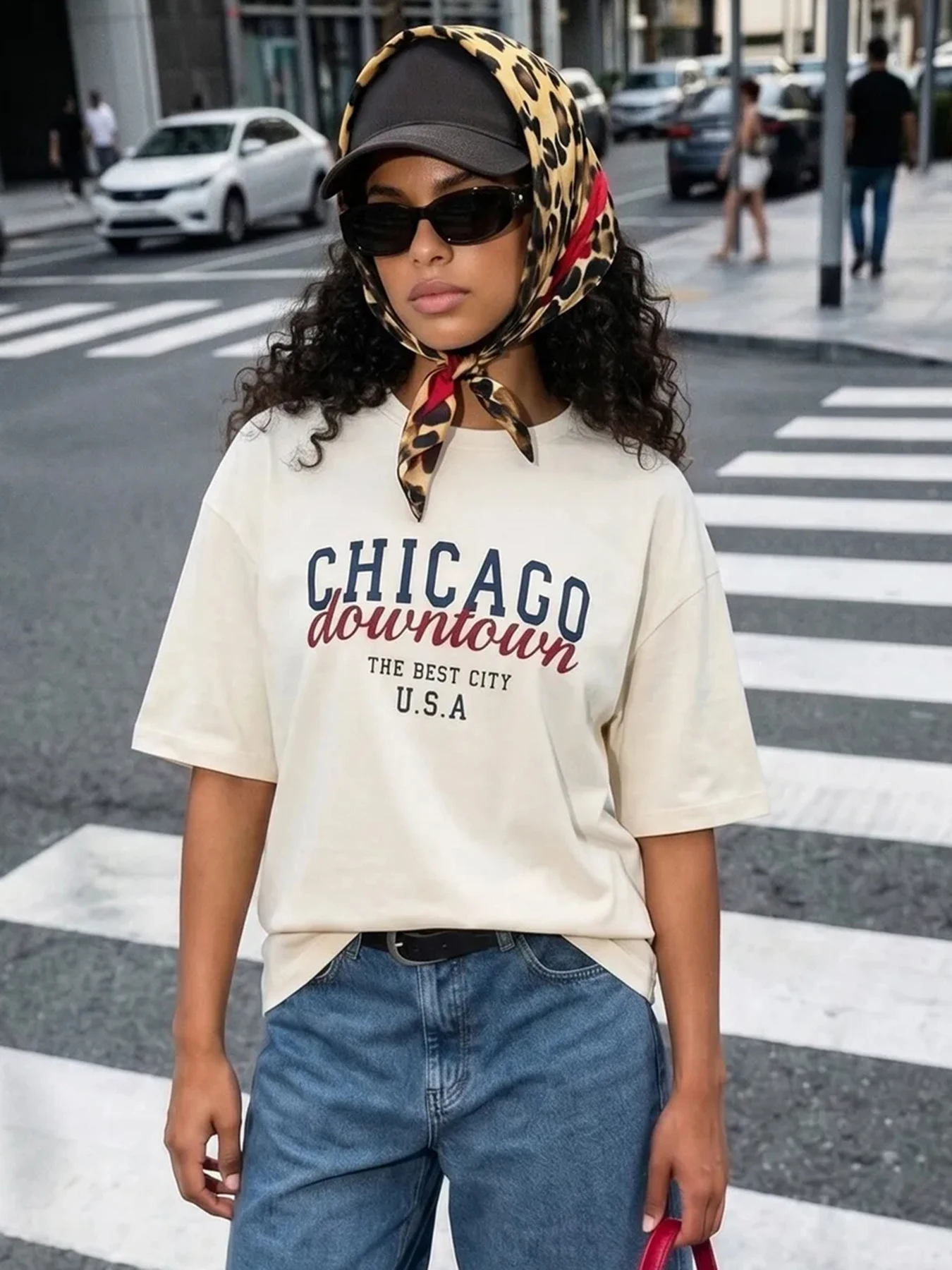 USA Chicago Downtown The Best City Bedruckte Damen-Sommer-Freizeit-Strand-T-Shirts Sport Street Sportswear Mode Lockere Kleidung
