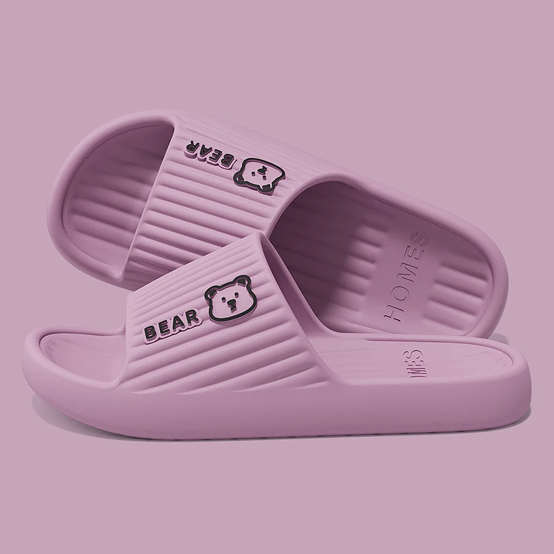 

Cartoon Bear Platform Home Slippers Women Lightweight Non Slip Indoor Bathroom Slides Woman Summer Soft Sole Cloud Slippers 45